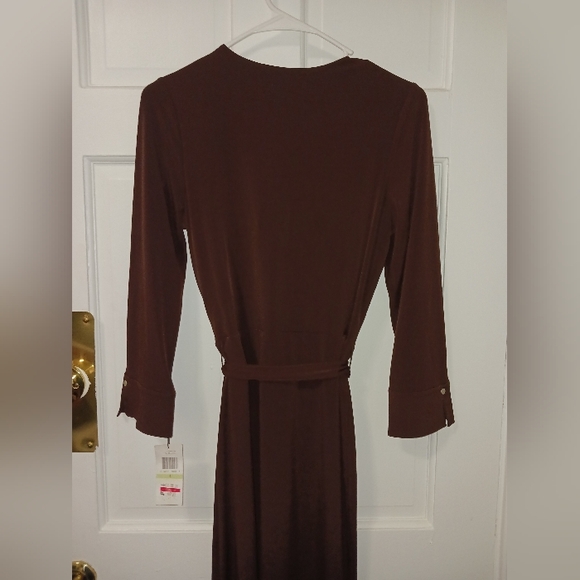 2008-10 CALVIN KLEIN Chocolate Faux Wrap Dress,  Sz 4 NWT - Picture 5 of 14